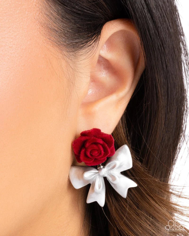 Paparazzi ♥ Rosette Rarity - Red ♥ Post Earrings