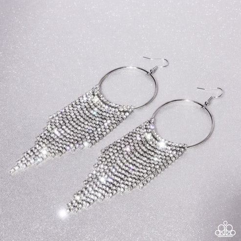 Paparazzi ♥ Streamlined Shimmer - White ♥ Earrings