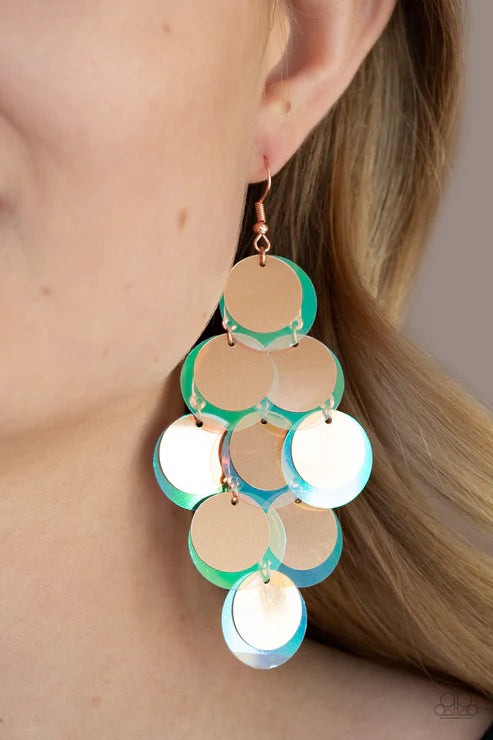 Paparazzi ♥ Sequin Seeker - Copper ♥ Earrings