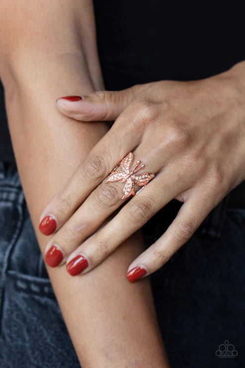 Paparazzi ♥ Blinged Out Butterfly - Copper ♥ Ring