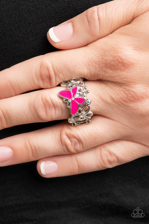 Paparazzi ♥ All FLUTTERED Up - Pink ♥ Ring