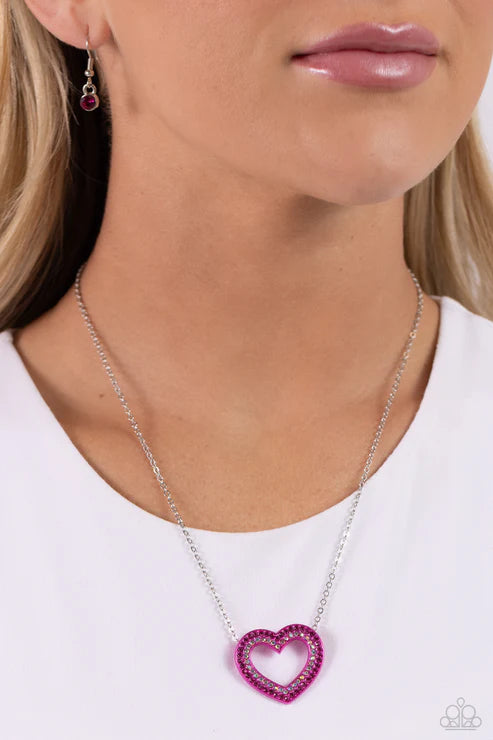 Paparazzi ♥ Hyper Heartland - Pink ♥ Necklace