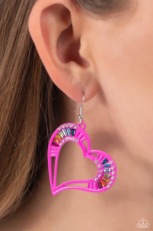 Paparazzi ♥ Embellished Emeralds - Pink ♥ Earrings