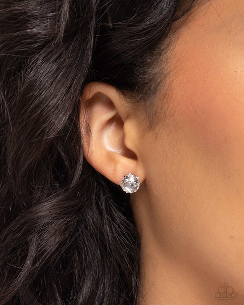 Paparazzi ♥ April Breathtaking Birthstone - White ♥ Post Earrings