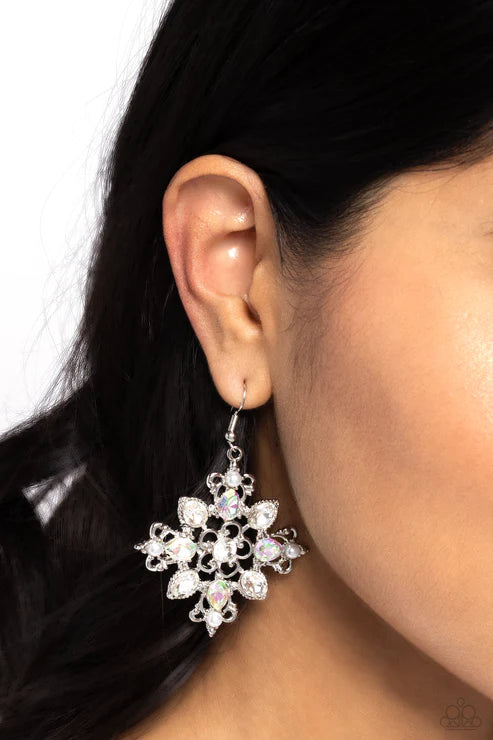 Paparazzi ♥ Fancy-Free Florals - White ♥ Earrings