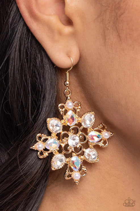 Paparazzi ♥ Fancy-Free Florals - Gold ♥ Earrings