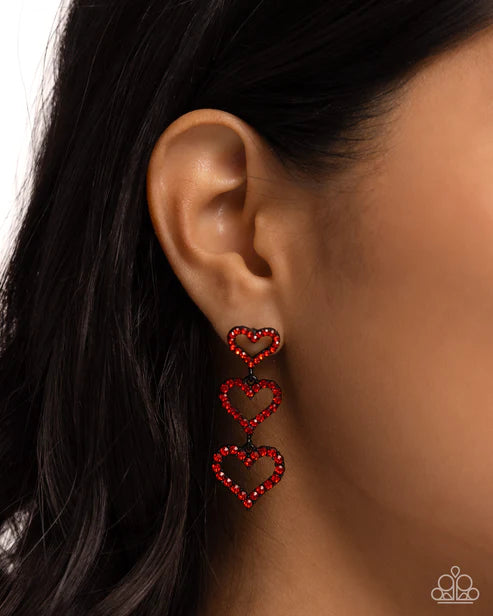 Paparazzi ♥ Sweetheart Succession - Red ♥ Post Earrings