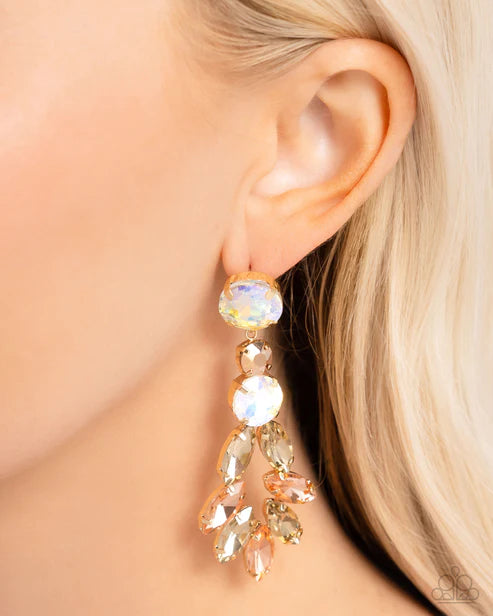 Paparazzi ♥ Cascading Cache - Gold ♥ Post Earrings