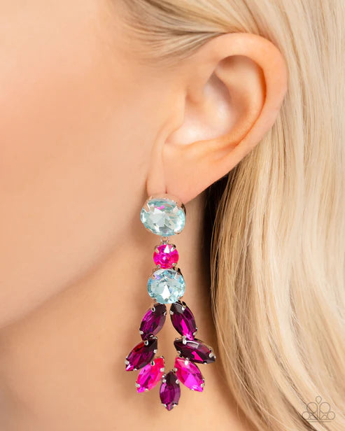 Paparazzi ♥ Cascading Cache - Multi ♥ Post Earrings