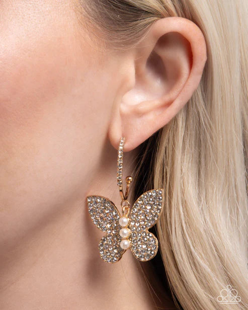 Paparazzi ♥ Butterfly Boundary - Gold ♥ Earrings