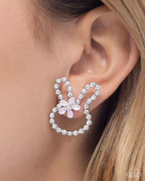 Paparazzi ♥ Bunny Backdrop - Pink ♥ Post Earrings