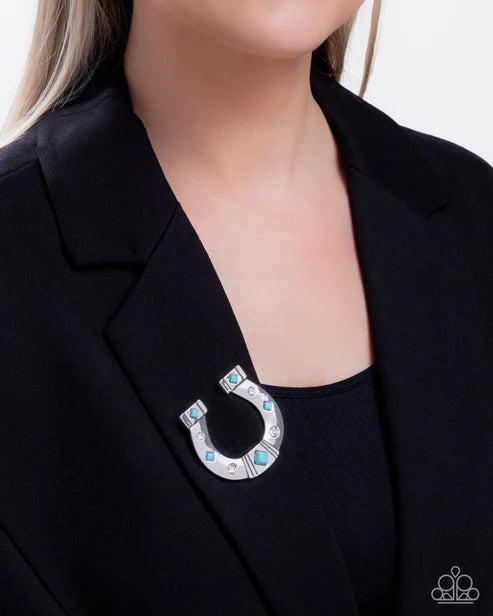 Paparazzi ♥ Horseshoe Horizon - Blue ♥ Brooch