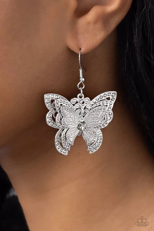 Paparazzi ♥ Layered Launch - White ♥ Earrings