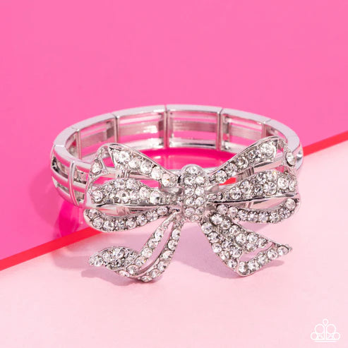 Paparazzi ♥ Its All A-BOW-t Me - White ♥ Bracelet
