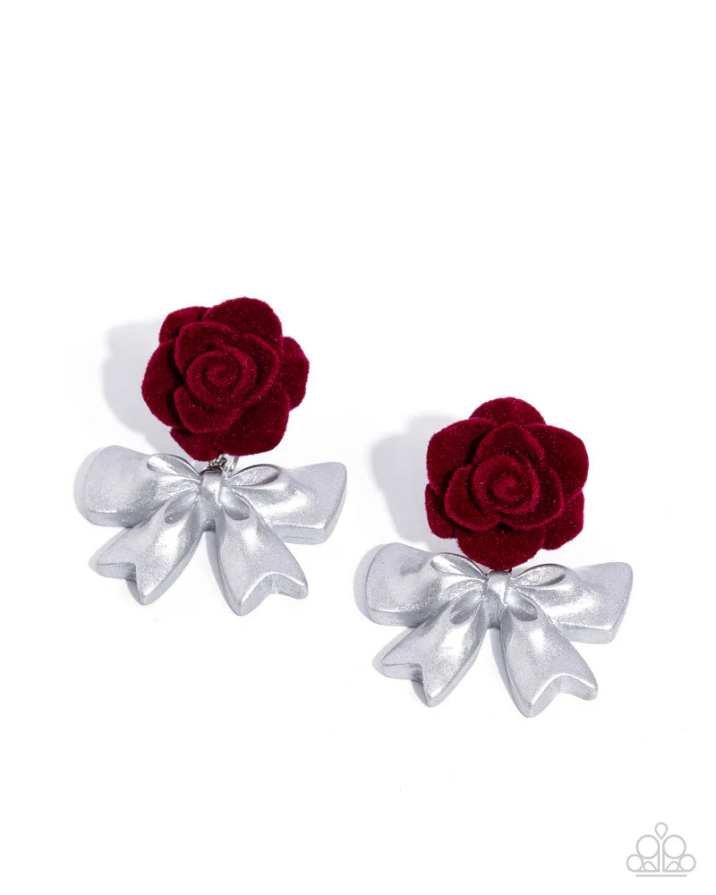 Paparazzi ♥ Rosette Rarity - Red ♥ Post Earrings