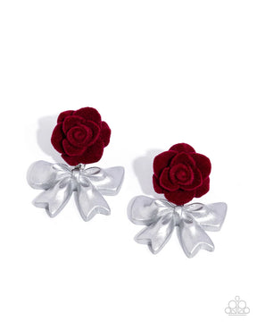 Paparazzi ♥ Rosette Rarity - Red ♥ Post Earrings