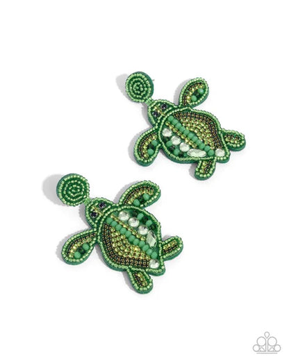 Paparazzi ♥ Turtle Tapestry - Green ♥ Post Earrings