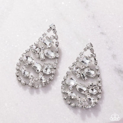 Paparazzi ♥ Giant Glitter - White ♥ Post Earrings