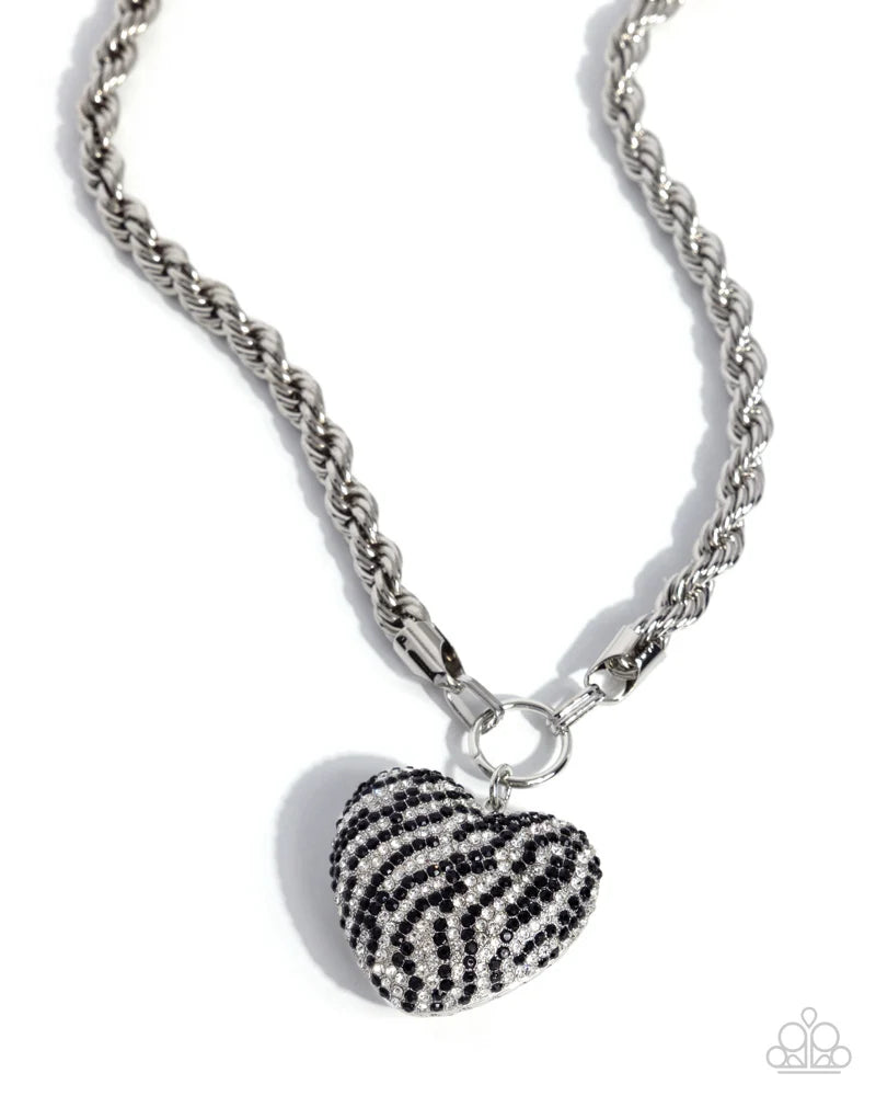 Paparazzi ♥ Striped Selfie - Black ♥ Necklace