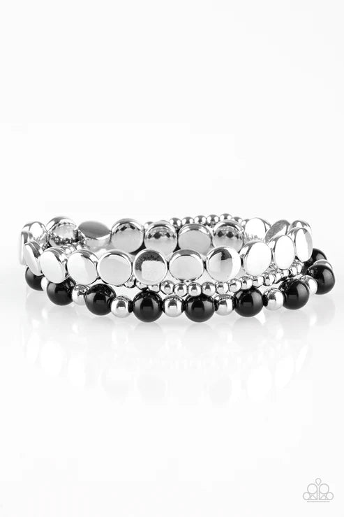Paparazzi ♥ Girly Girl Glamour - Black ♥ Bracelet