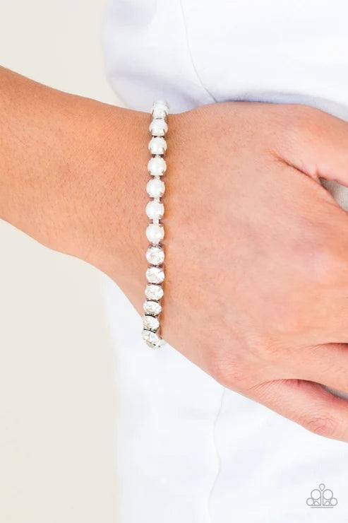Paparazzi ♥ Out Like A SOCIALITE - White ♥ Bracelet