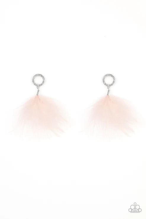 Paparazzi ♥ BOA Down - Pink ♥ Post Earrings
