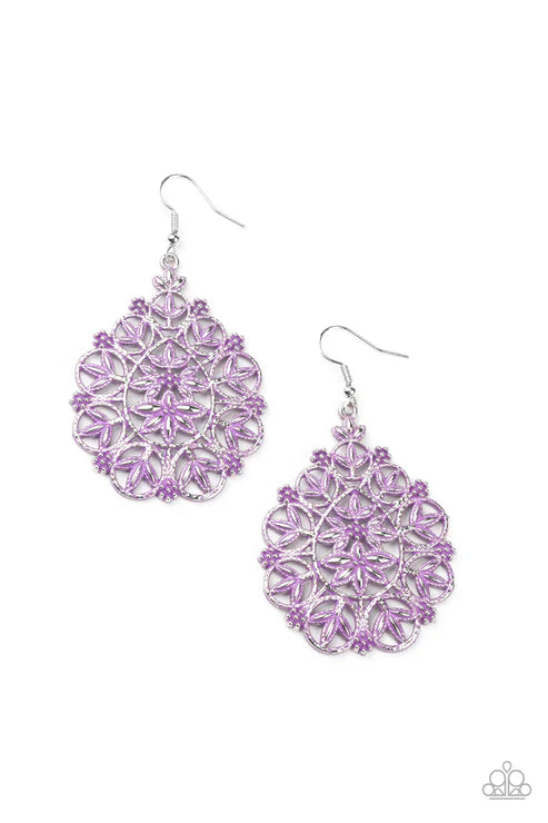 Paparazzi ♥ Floral Affair - Purple ♥ Earrings