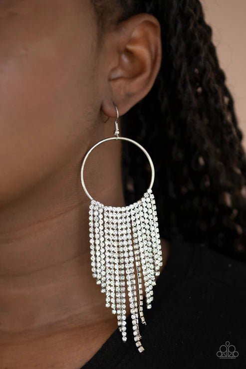 Paparazzi ♥ Streamlined Shimmer - White ♥ Earrings