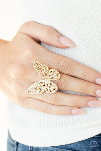 Paparazzi ♥ Flauntable Flutter - Gold ♥ Ring