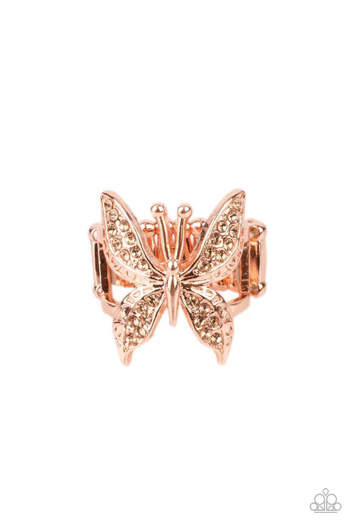 Paparazzi ♥ Blinged Out Butterfly - Copper ♥ Ring