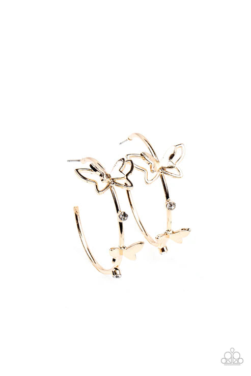 Paparazzi ♥ Full Out Flutter - Gold ♥ Earrings