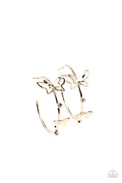 Paparazzi ♥ Full Out Flutter - Gold ♥ Earrings
