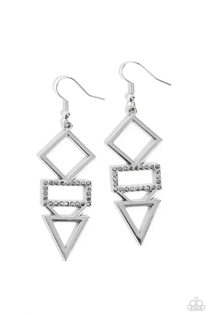 Paparazzi ♥ Glamorously Geometric - Silver ♥ Earrings