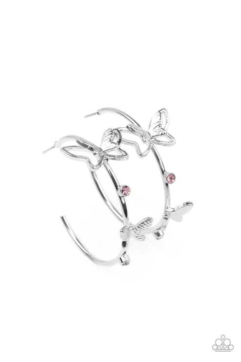 Paparazzi ♥ Full Out Flutter - Pink ♥ Earrings