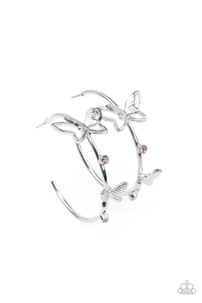 Paparazzi ♥ Full Out Flutter - Pink ♥ Earrings