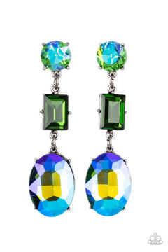 Paparazzi ♥ Extra Envious - Green ♥ Post Earrings