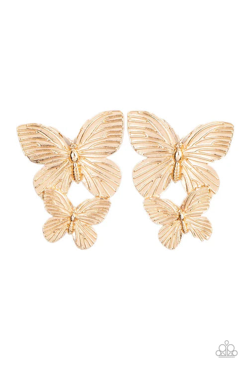 Paparazzi ♥ Blushing Butterflies - Gold ♥ Post Earrings