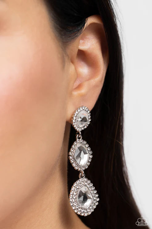 Paparazzi ♥ Prove Your ROYALTY - White ♥ Post Earrings
