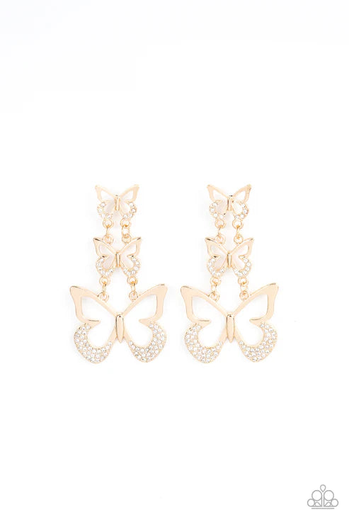 Paparazzi ♥ Flamboyant Flutter - Gold ♥ Post Earrings