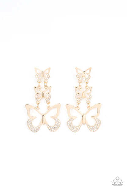 Paparazzi ♥ Flamboyant Flutter - Gold ♥ Post Earrings