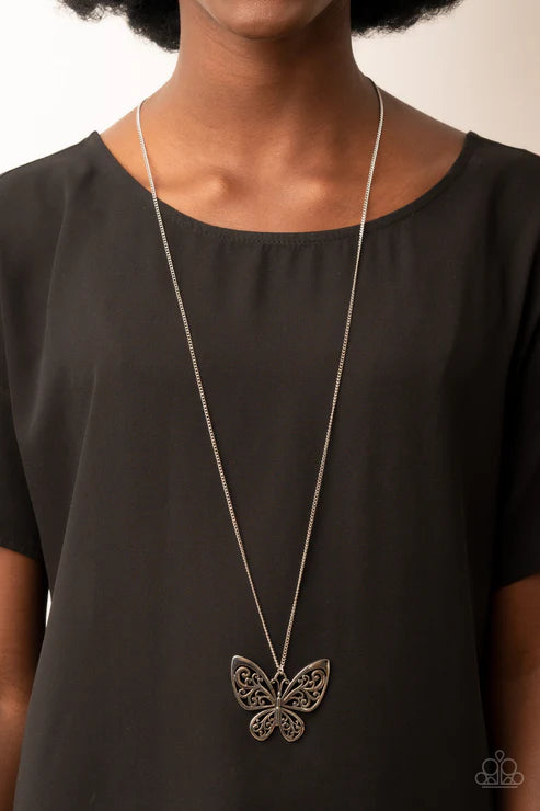 Paparazzi ♥ Butterfly Boutique - Silver ♥ Necklace