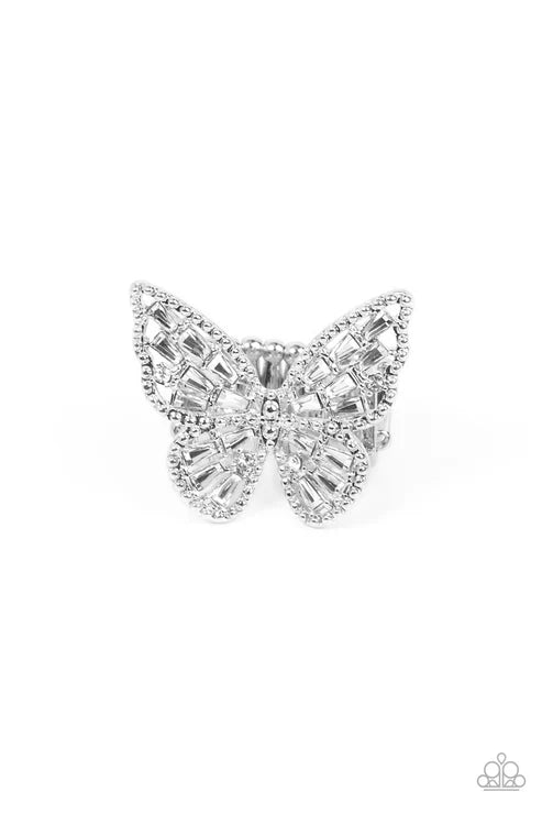 Paparazzi ♥ Bright-Eyed Butterfly - White ♥ Ring