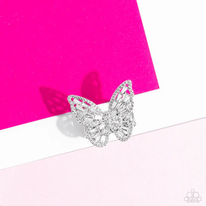 Paparazzi ♥ Bright-Eyed Butterfly - White ♥ Ring