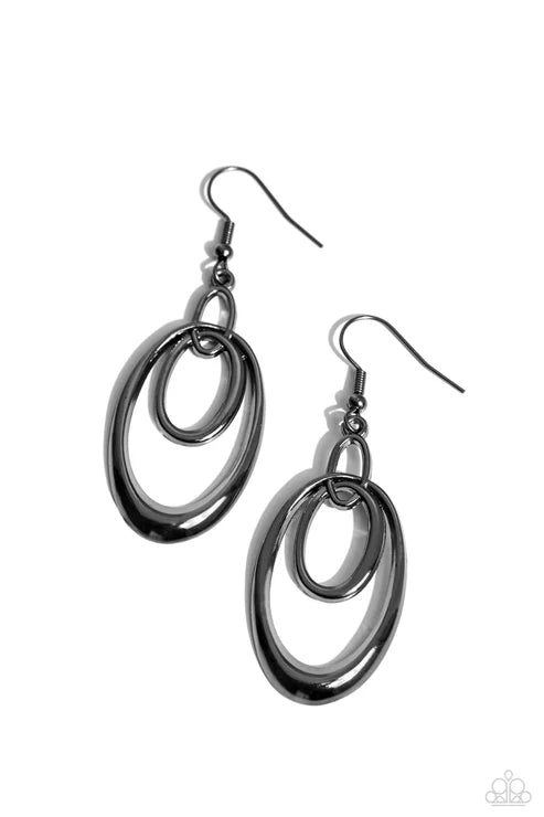 Paparazzi ♥ So OVAL-Rated - Black ♥ Earrings
