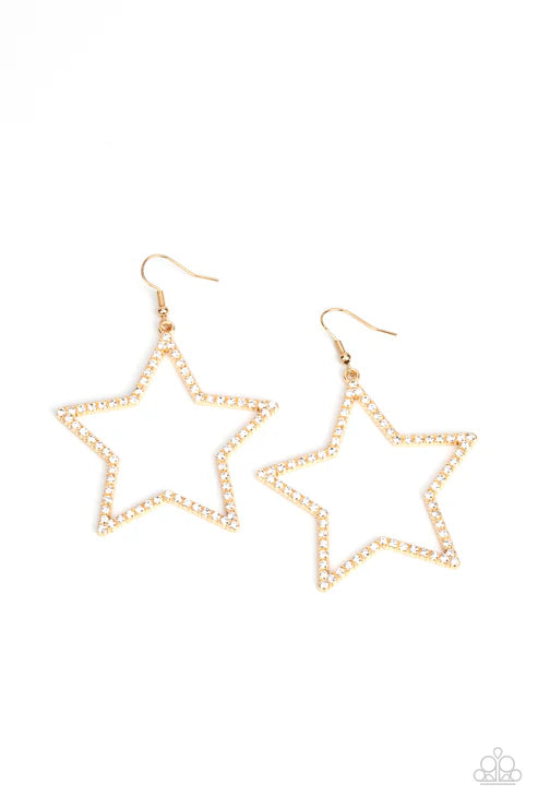 Paparazzi ♥ Supernova Sparkle - Gold ♥ Earrings