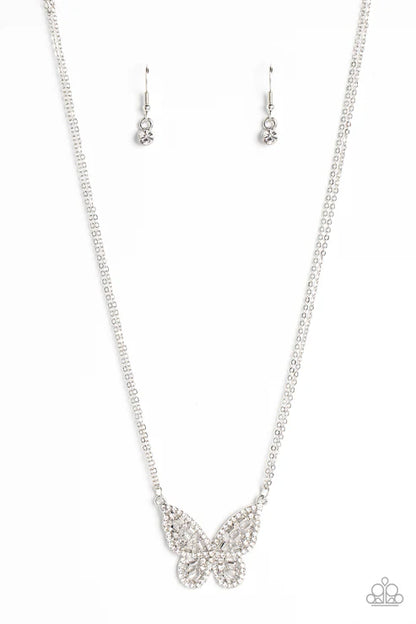 Paparazzi ♥ Baroque Butterfly - White ♥ Necklace
