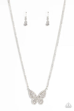 Paparazzi ♥ Baroque Butterfly - White ♥ Necklace