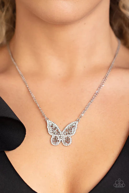 Paparazzi ♥ Baroque Butterfly - White ♥ Necklace