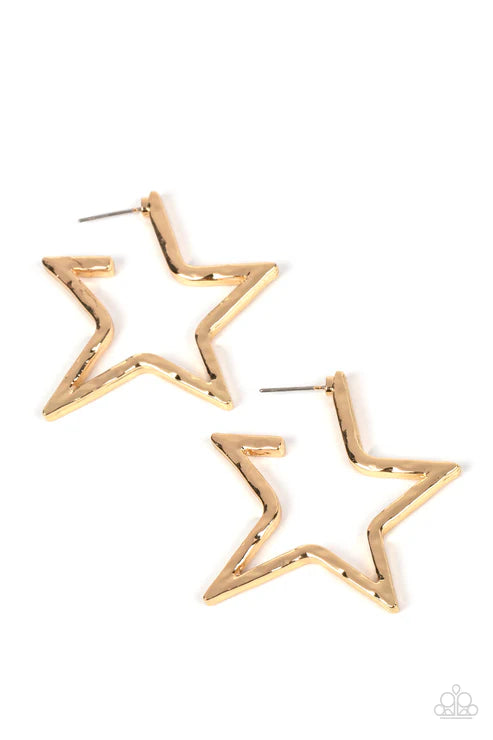 Paparazzi ♥ All-Star Attitude - Gold ♥ Earrings