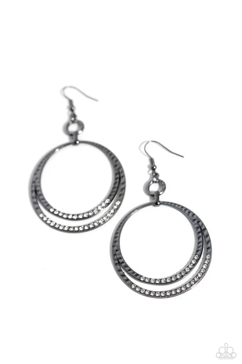 Paparazzi ♥ Spin Your HEELS - Black ♥ Earrings